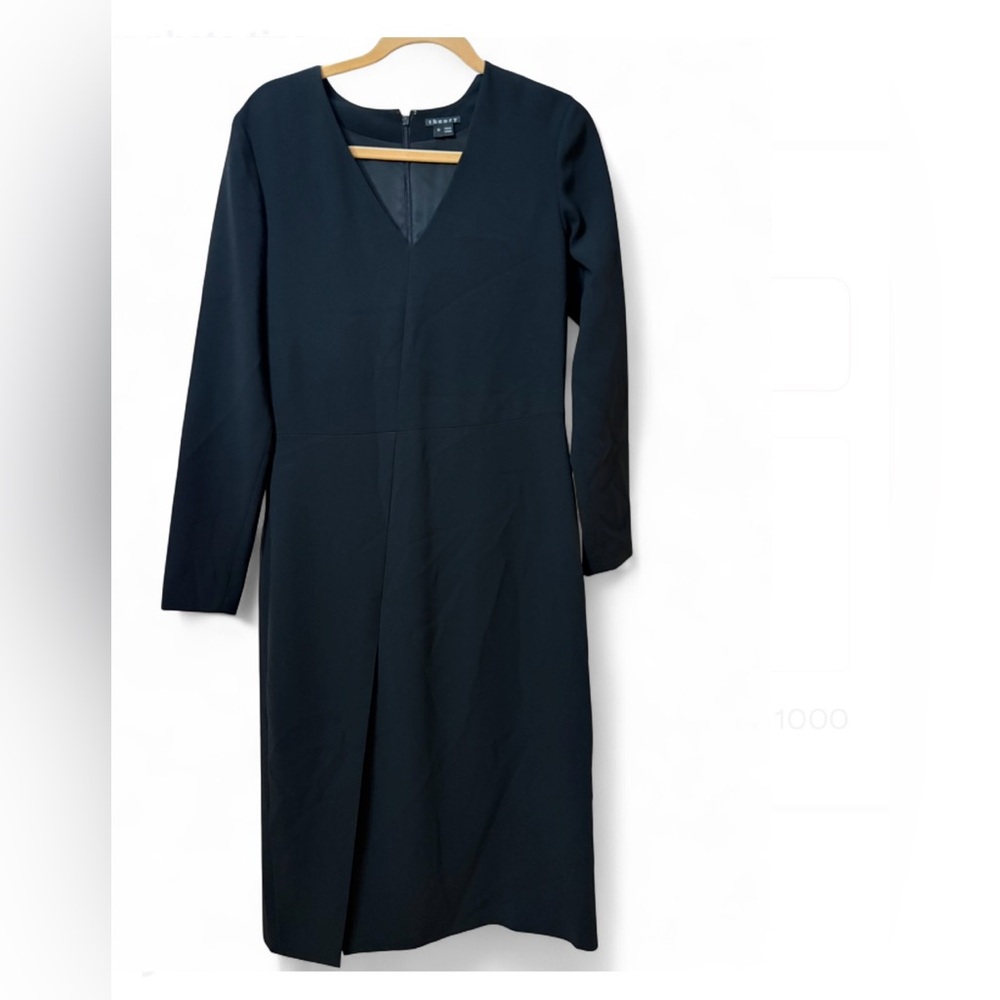 Theory Pazima Modern Crepe Admiral Dress in Black Sz 10